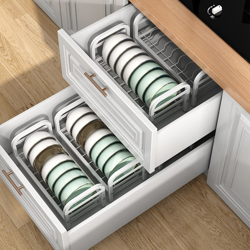 Double Layer Kitchen Storage Rack – Carbon Steel Dish Rack with Chopstick Holder & Hooks (Black/White, Space Saving Organizer)