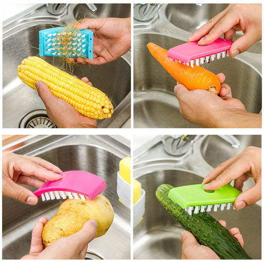 3-in-1 Kitchen Cleaning Brush with Suction Cup – Knife, Fork & Chopsticks Cleaning Tool for Fruits & Vegetables