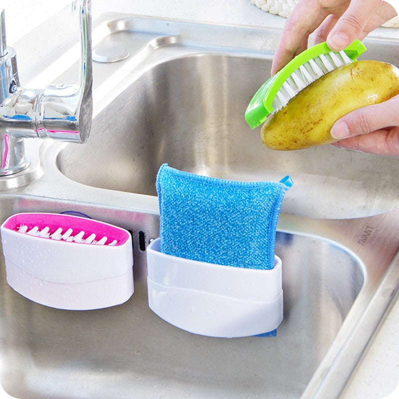 3-in-1 Kitchen Cleaning Brush with Suction Cup – Knife, Fork & Chopsticks Cleaning Tool for Fruits & Vegetables