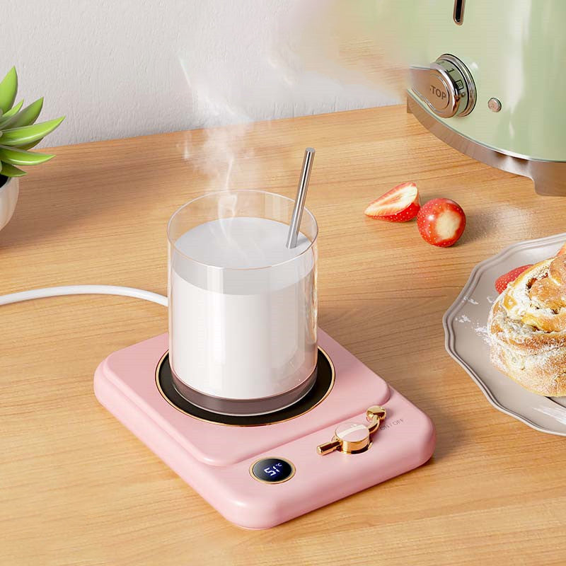 Smart Milk Heating Warming Coaster – Digital Display Constant Temperature Insulation Base (25W Electric Drink Warmer, USB/AC Powered)