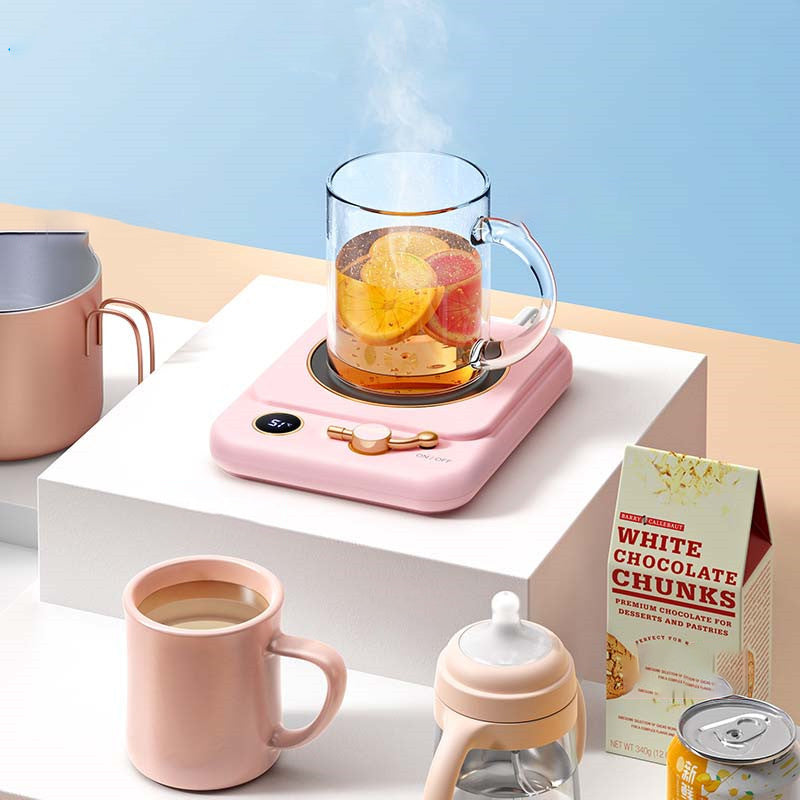 Smart Milk Heating Warming Coaster – Digital Display Constant Temperature Insulation Base (25W Electric Drink Warmer, USB/AC Powered)